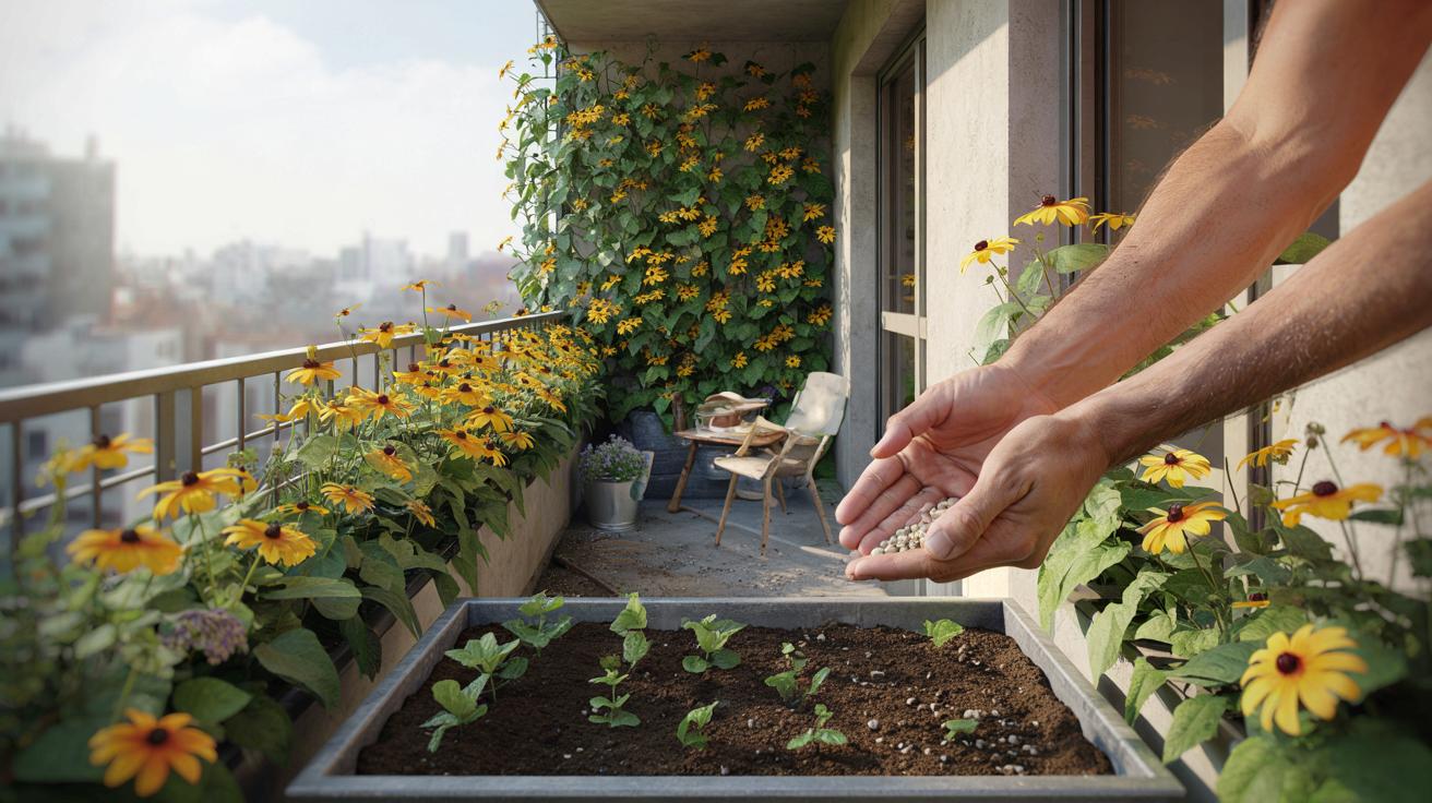 Obsypany kwiatami balkon bez wysiłku: jak wysiać czarnooką Zuzannę krok po kroku