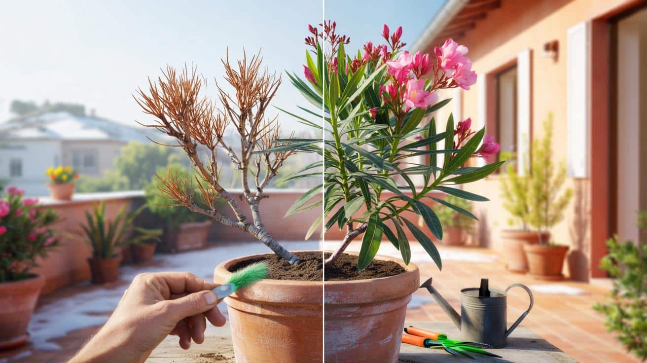 Oleander po ciężkiej zimie? Prosty plan na powrót bujnego kwitnienia