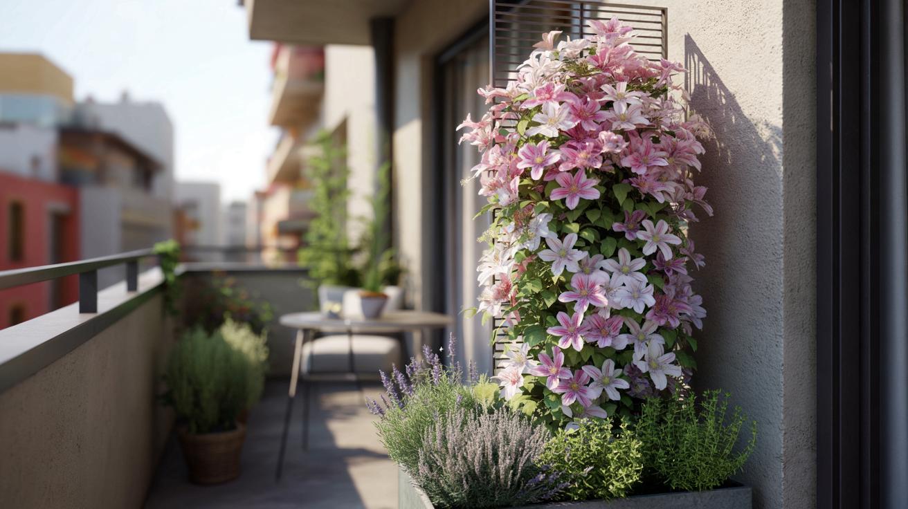 Mały balkon może wyglądać jak ogród botaniczny, jeśli posadzisz tę pnącą miniaturową roślinę tworzącą ścianę kwiatów