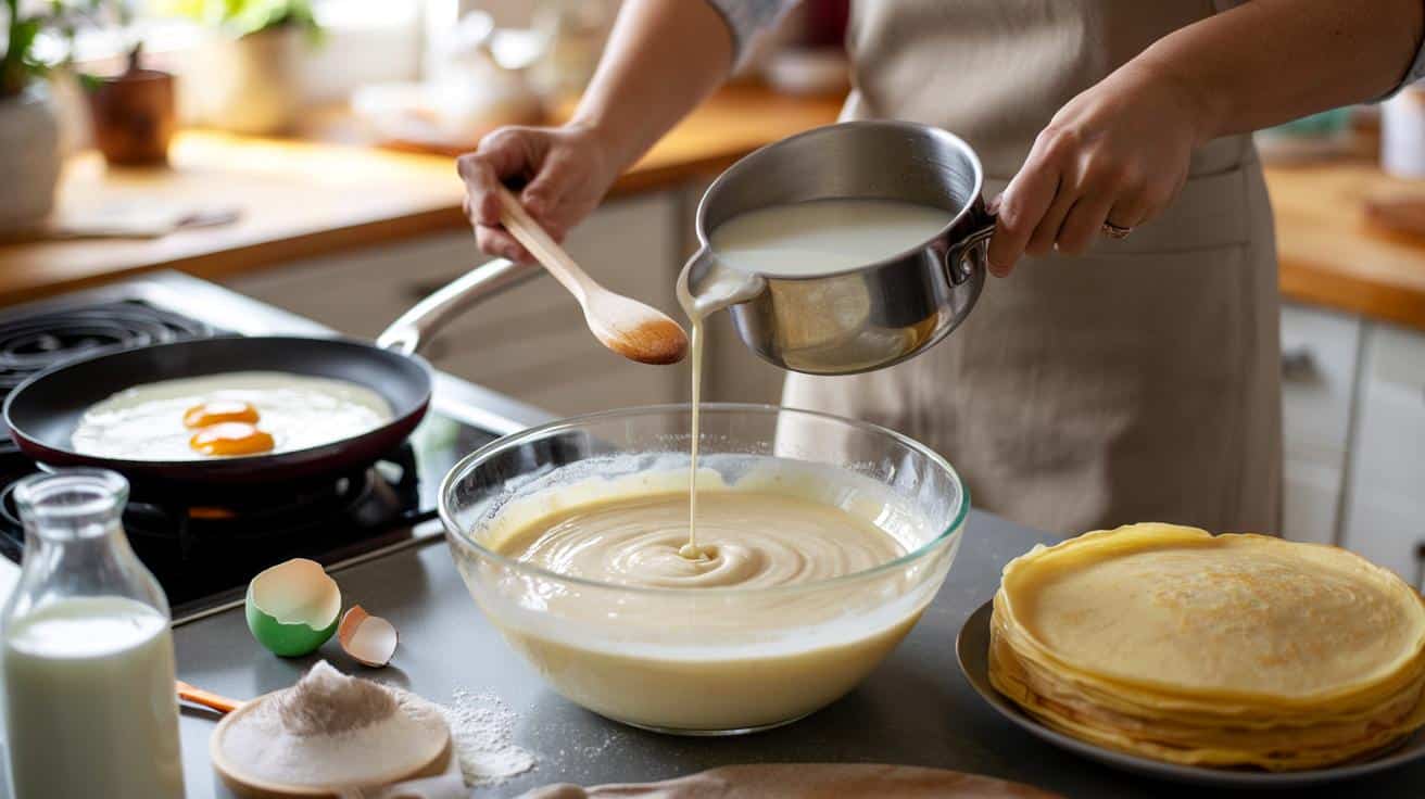 Podgrzany mleczny trik na idealne ciasto na naleśniki w kilka minut