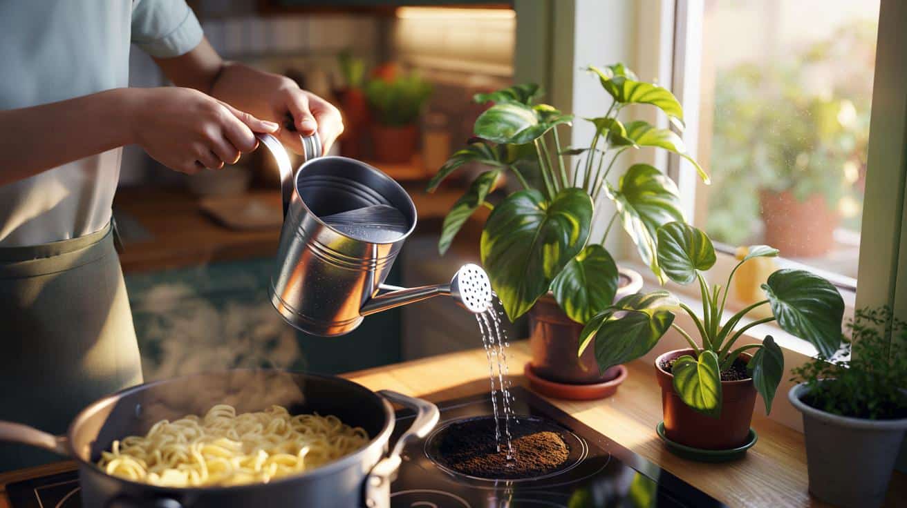 Polej liście roślin doniczkowych wodą z gotowania makaronu a rosną dwa razy szybciej