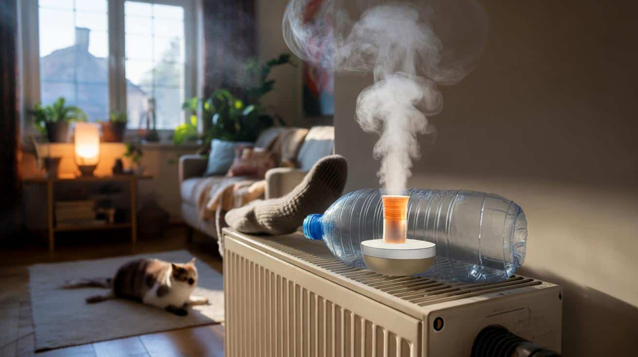 Połóż plastikową butelkę na kaloryferze z nawilżaczem a ciepłe powietrze krąży równomiernie