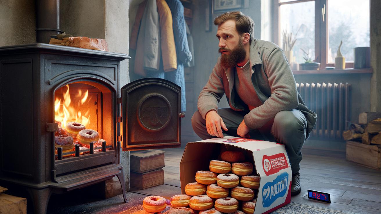 Polski YouTuber pali pączki z dyskontu w piecu. Twierdzi, że to tańsze niż opał