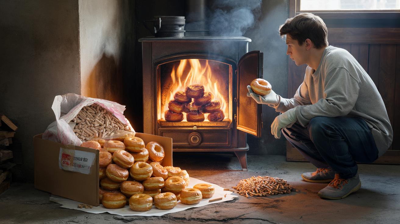 Polski youtuber pali pączki zamiast pelletu. Twierdzi, że tak taniej ogrzeje dom