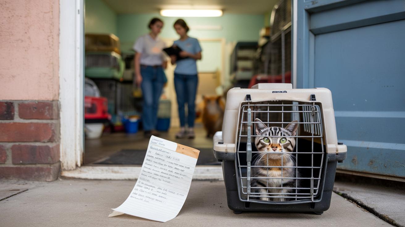 Porzucony transporter pod schroniskiem. Kartka w środku ścisnęła serca wolontariuszy