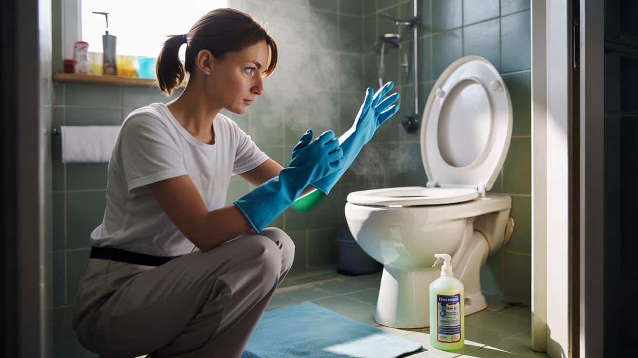 Profesjonalna sprzątaczka mówi dlaczego zawsze zakłada rękawice przed użyciem płynu do WC