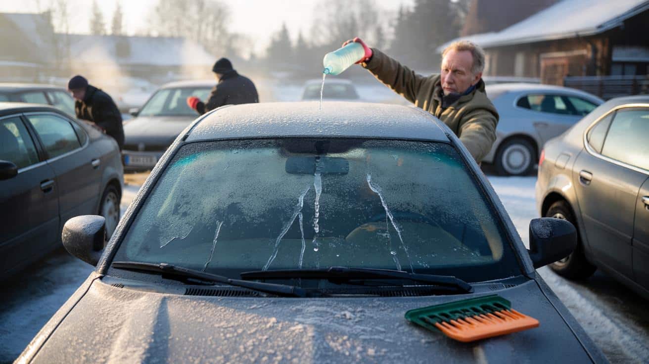 Prosty trik który pomaga szybciej usunąć lód z przedniej szyby zimą