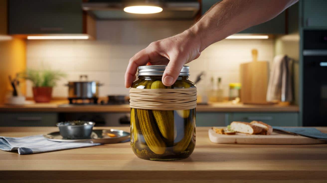 Prosty trik z gumką recepturką który pomaga lepiej chwycić śliski słoik