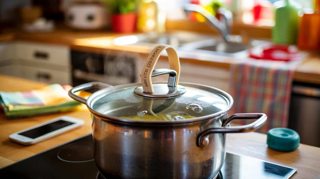 Prosty trik z gumką recepturką który pomaga utrzymać pokrywkę garnka w miejscu