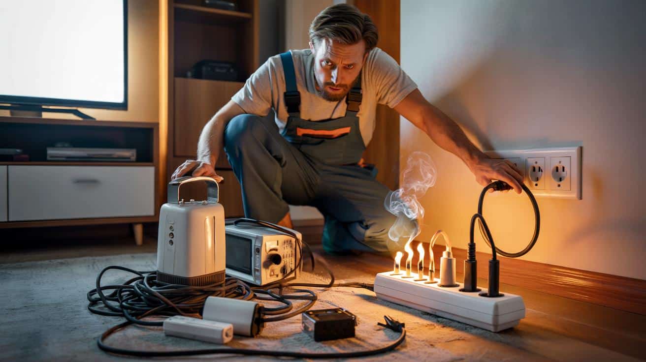 Elektryk ostrzega, dlaczego nie podłącza kilku urządzeń do jednego przedłużacza z wieloma gniazdami i jakie niesie to ryzyko