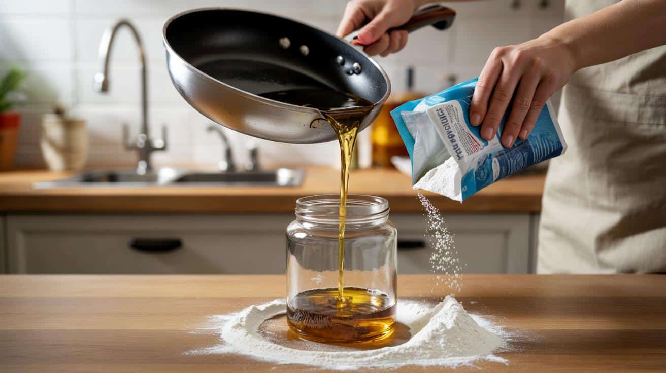 Przestałam wylewać olej do zlewu. Prosty trik z kuchenną mączką ratuje rury