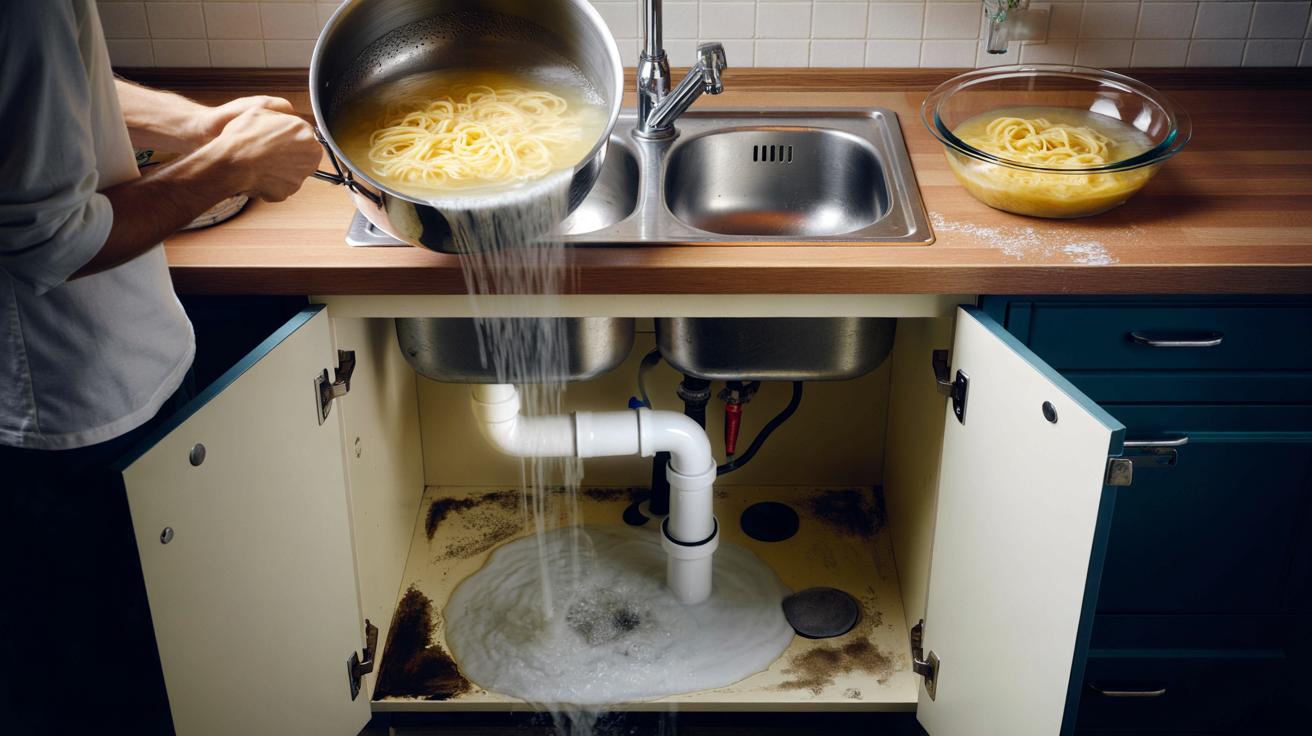 Przestań wylewać wrzątek po makaronie do zlewu. Rujnuje rury i domowy budżet