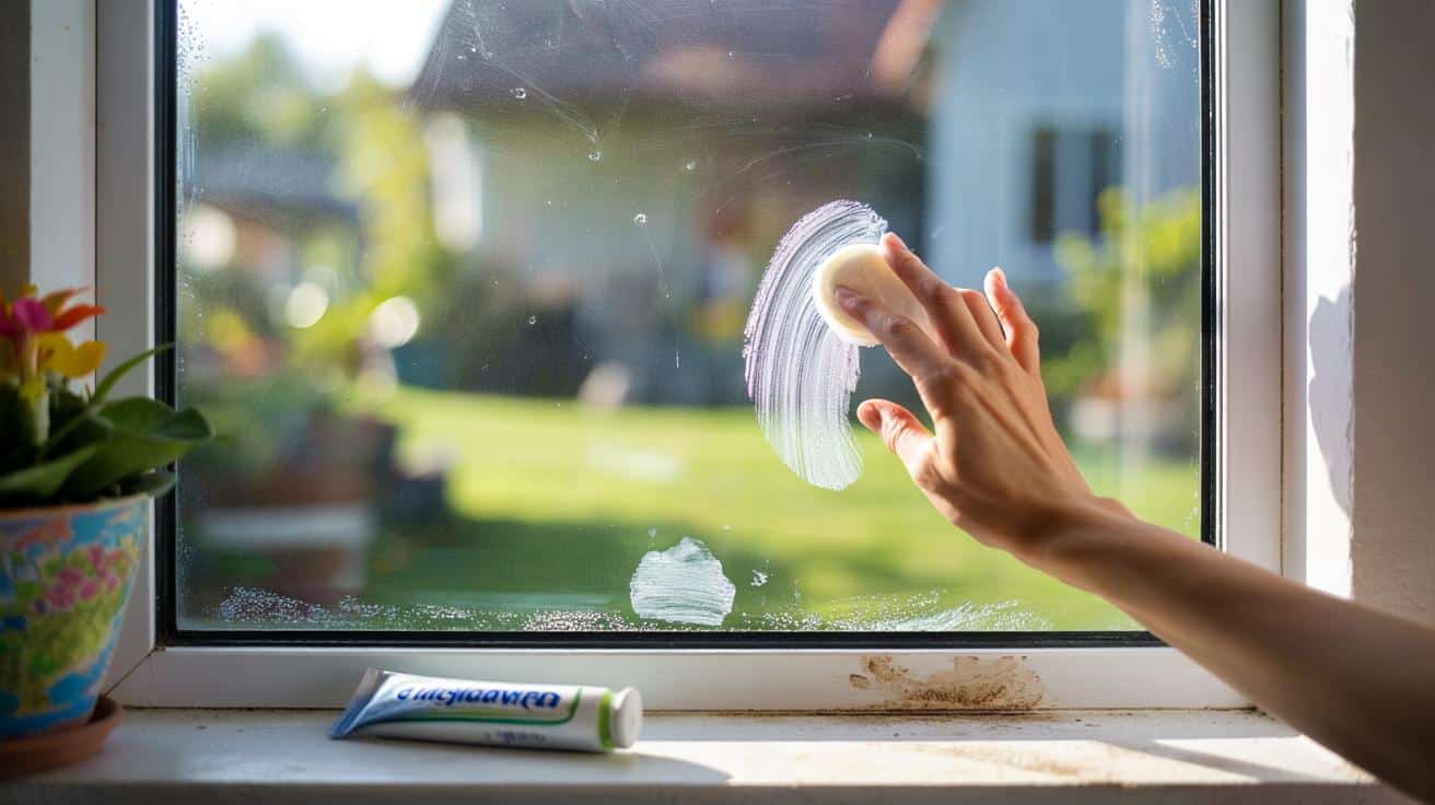 Przetrzyj okna pastą do zębów a drobne rysy na szybach stają się niewidoczne