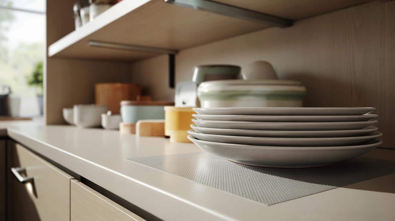 Przyklej naklejkę antypoślizgową na dno półki a talerze nie przesuwają się nigdy