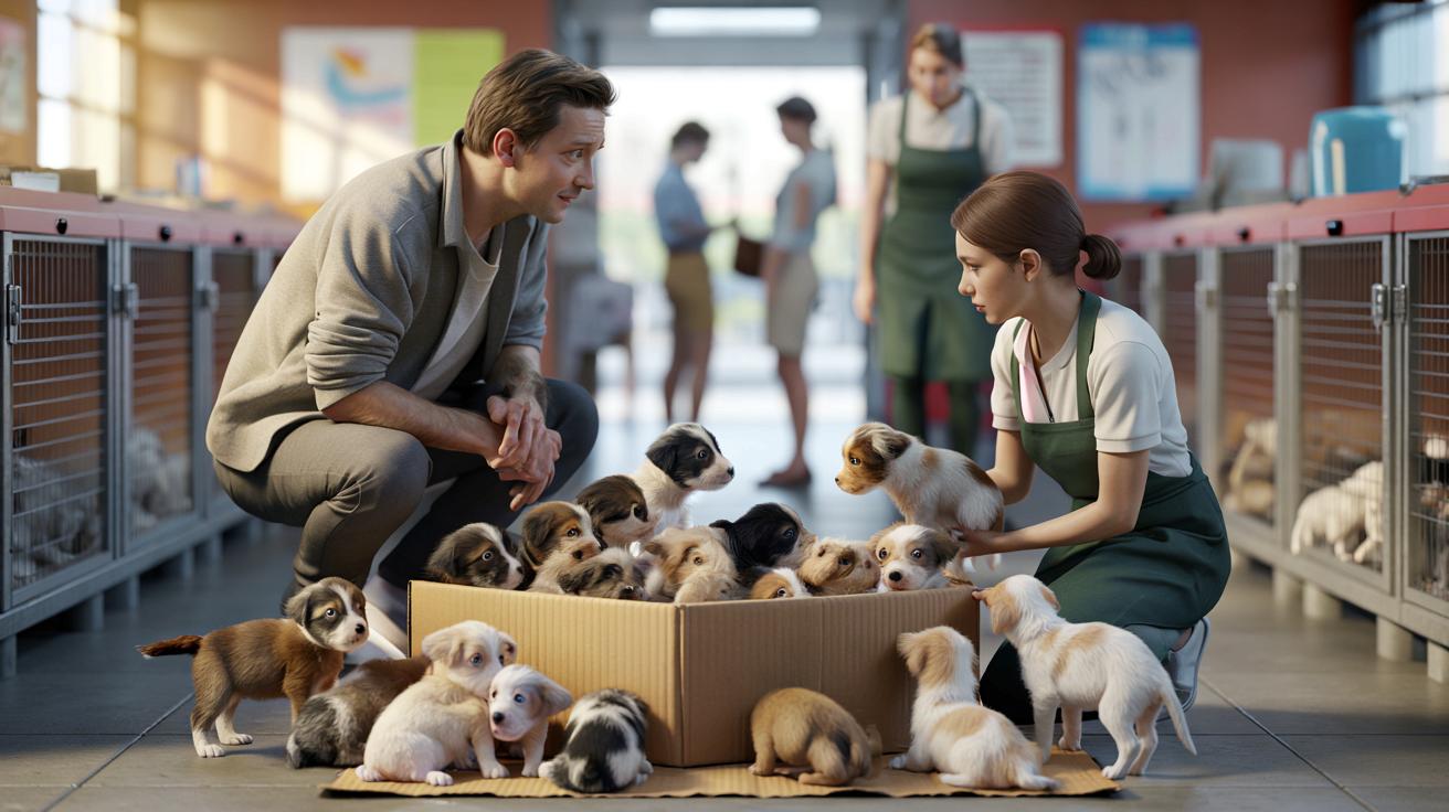 Przyszedł do schroniska z kartonem. W środku było 15 szczeniąt