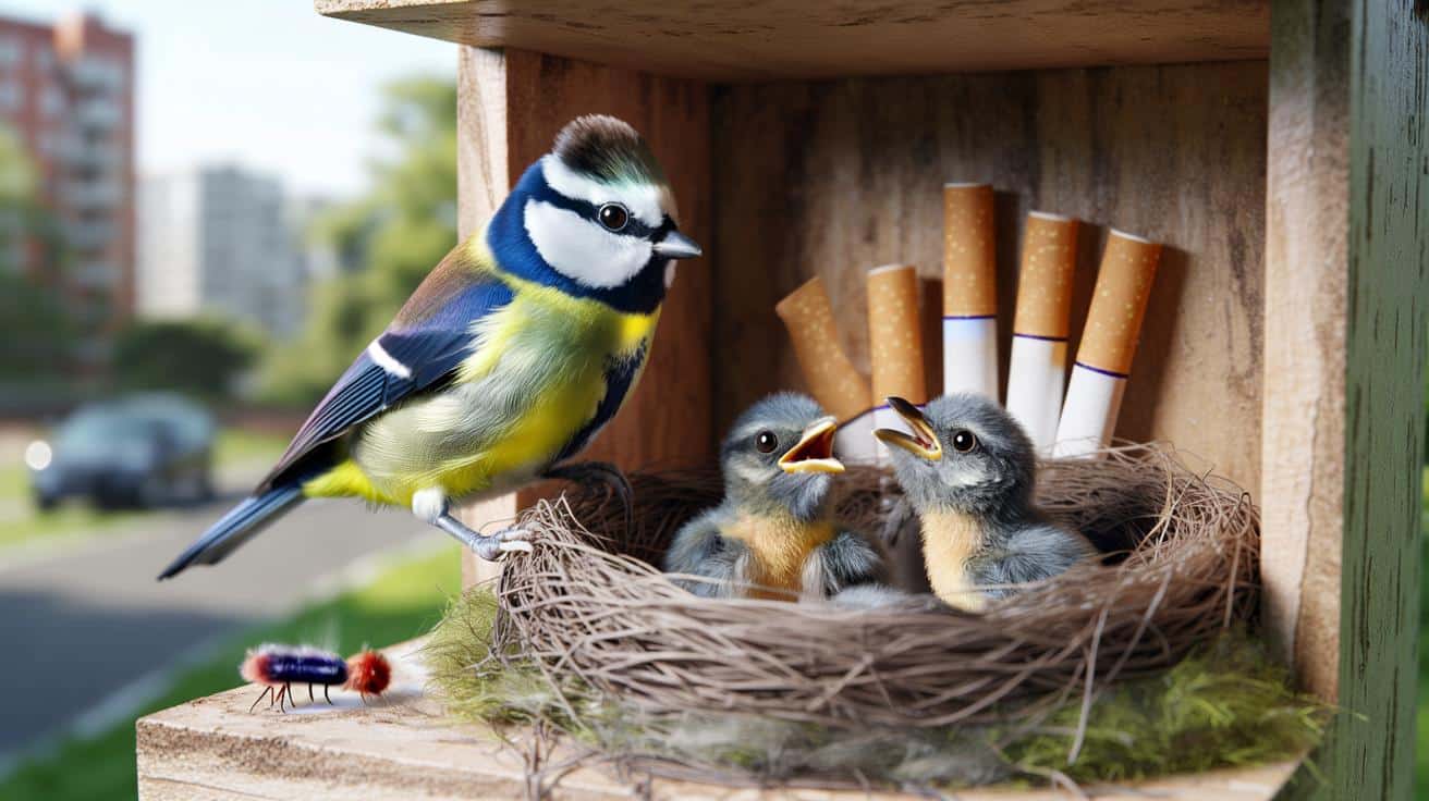 Ptaki wplatają niedopałki w gniazda. Zaskakujące skutki dla piskląt