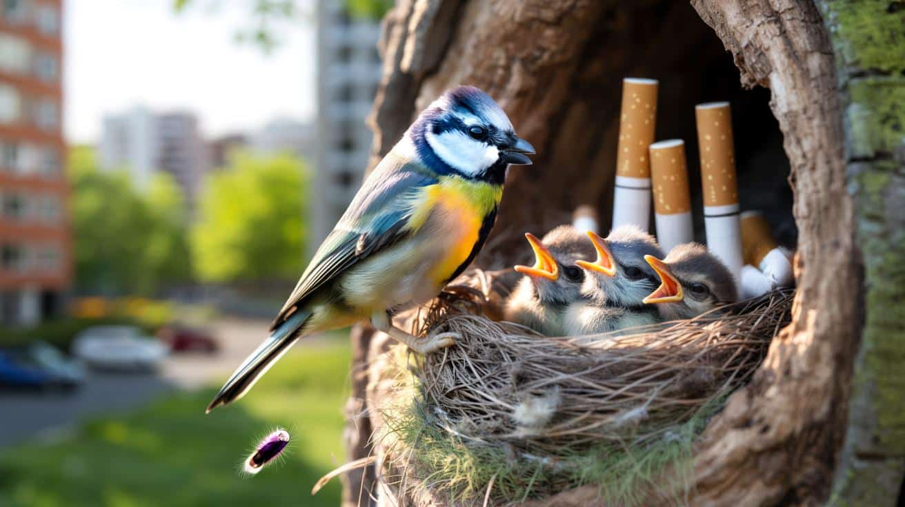 Ptaki wplatają niedopałki w gniazda. Zaskakujący efekt dla ich zdrowia