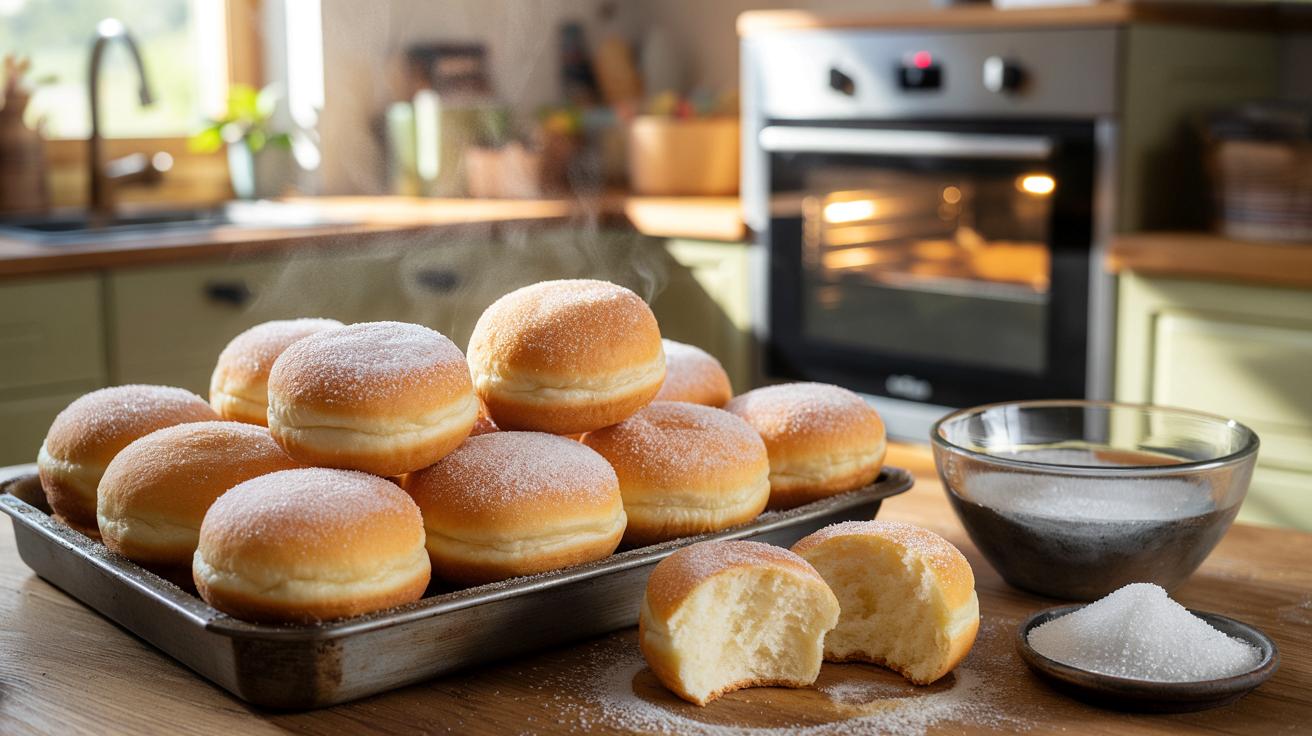 Puszyste pączki z cukrem prosto z piekarnika: sprytny trik zamiast smażenia
