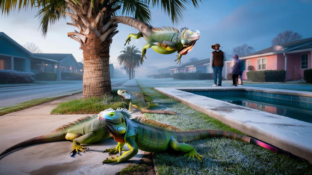 Rekordowy mróz na Florydzie: sparaliżowane legwany spadają z drzew