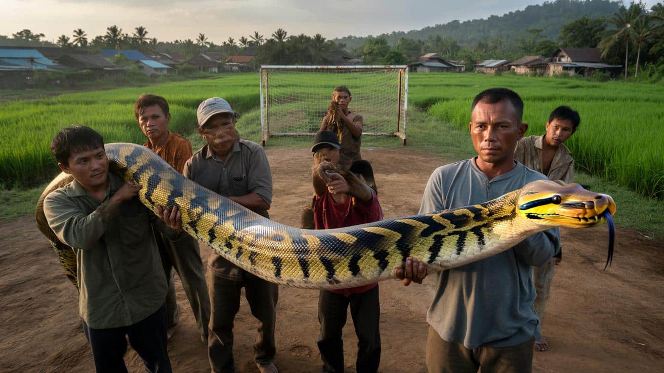 Rekordowy wąż z Indonezji: samica pytona dłuższa niż bramka piłkarska