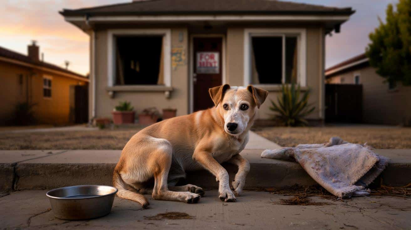Rodzina wyprowadziła się bez niej. Porzucona suczka czekała tygodniami pod pustym domem