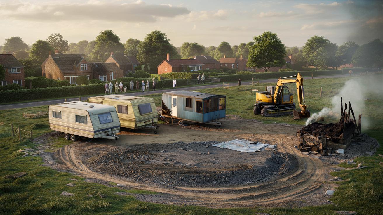 Rodzina z przyczepami zajęła prywatne pole w Anglii i żąda wysokiej kwoty za jego opuszczenie