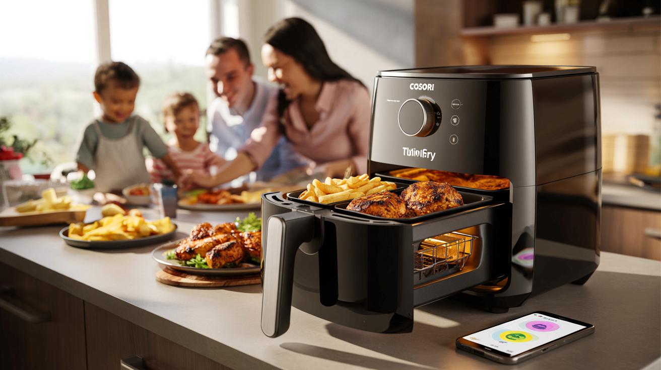 Rodzinny airfryer Cosori 10L taniej o 27%. Duża moc, dwa kosze i aplikacja