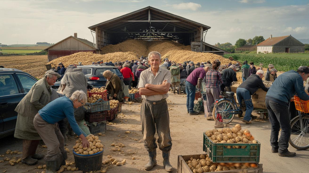 Rolnik rozdaje 90 ton ziemniaków zamiast je zmielić. Kolejki pod gospodarstwem