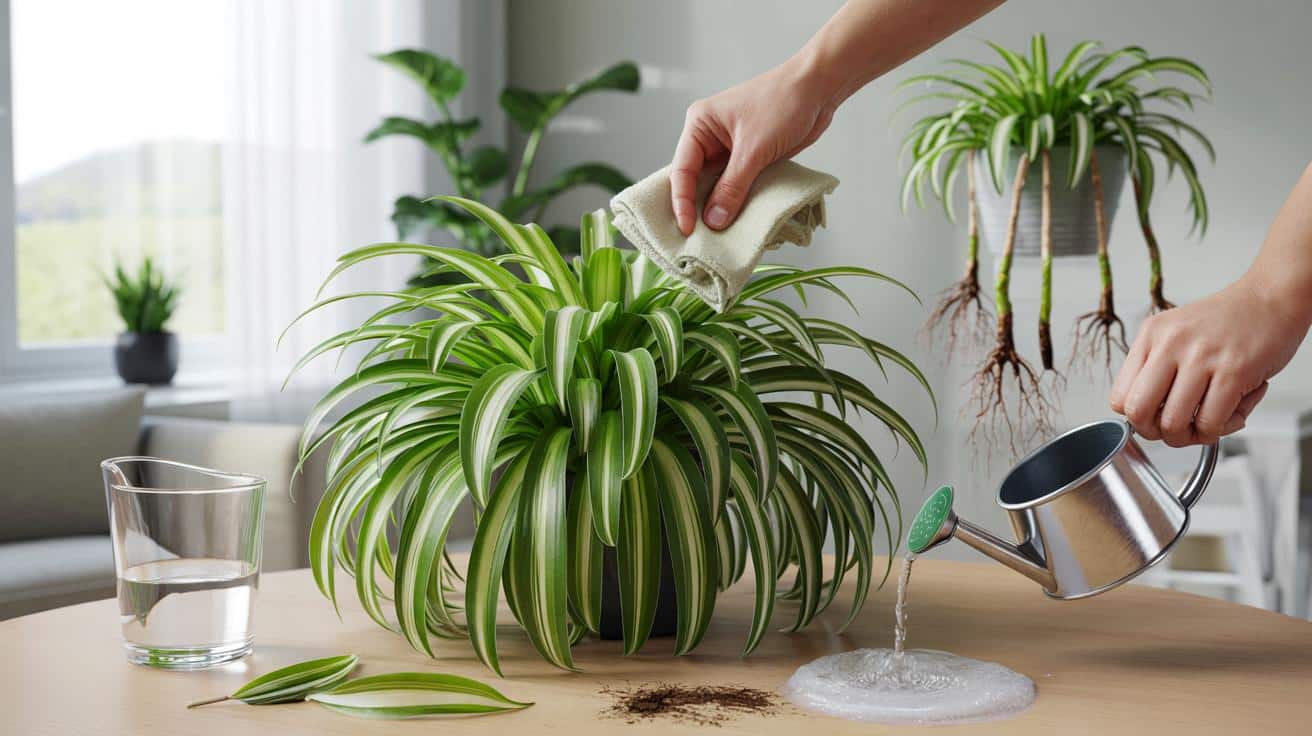 Roślina pająk w formie: 6 wiosennych trików na gęste liście do jesieni