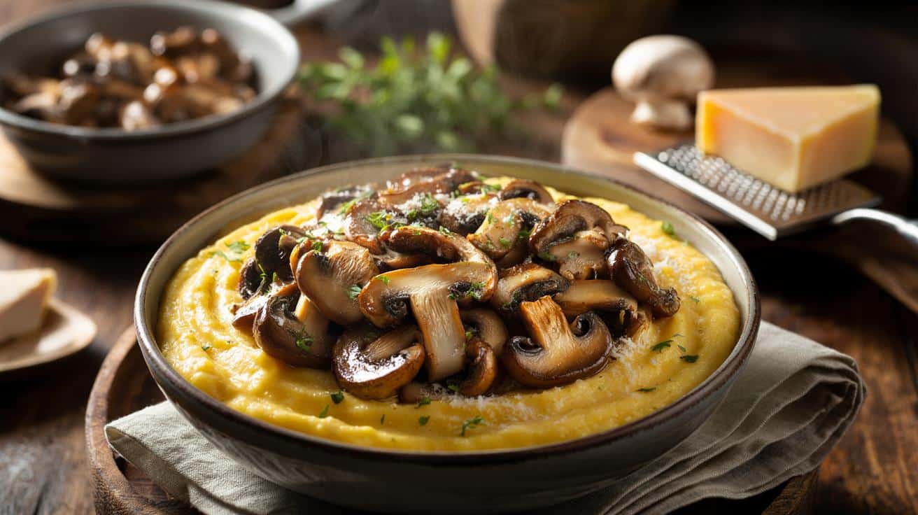 Rozgrzewająca polenta z kremowymi grzybami: szybki obiad na chłodne wieczory