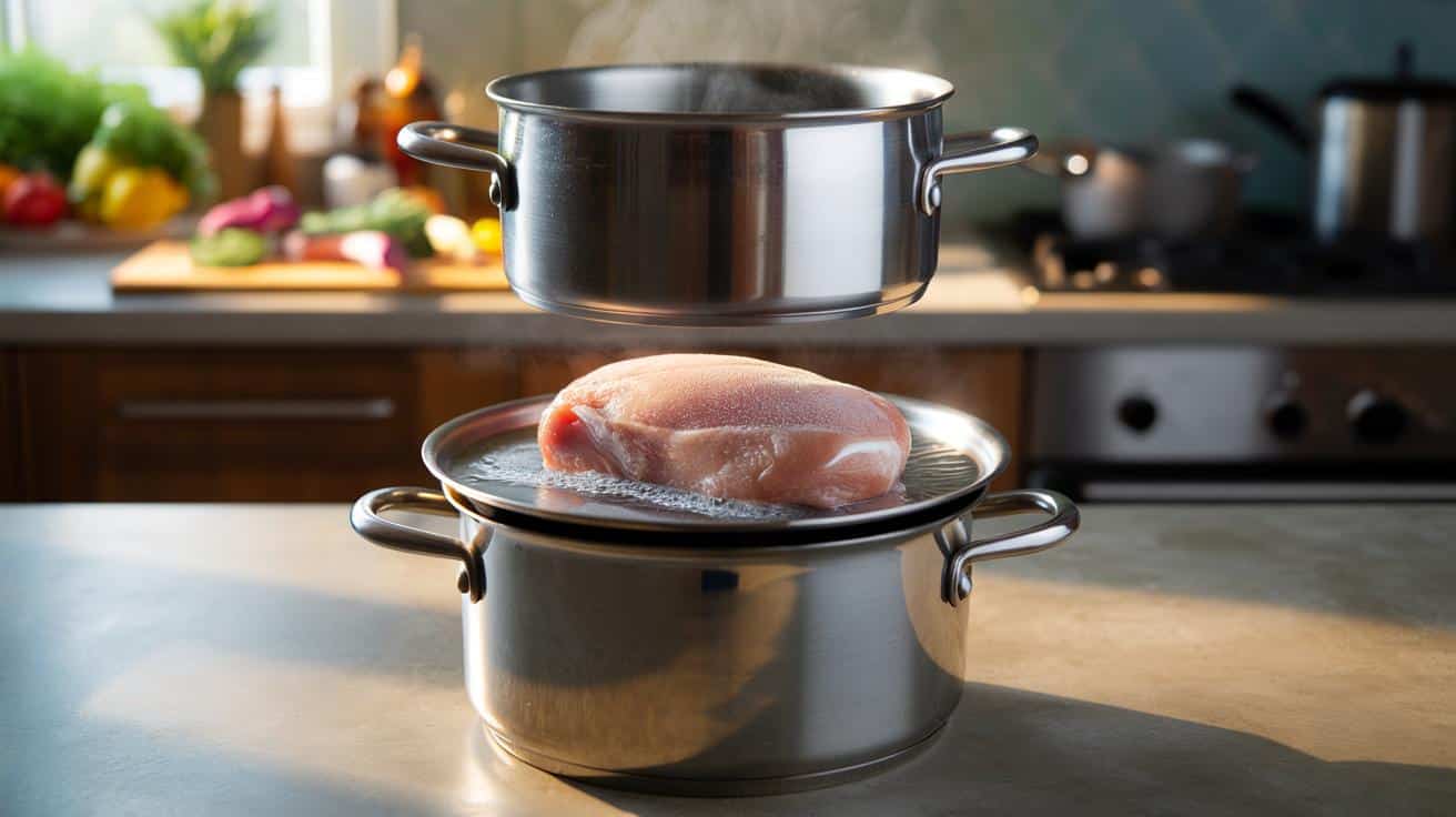 Błyskawiczne rozmrażanie mięsa dzięki trikowi z dwiema garnkami, który naprawdę ratuje obiad w ostatniej chwili