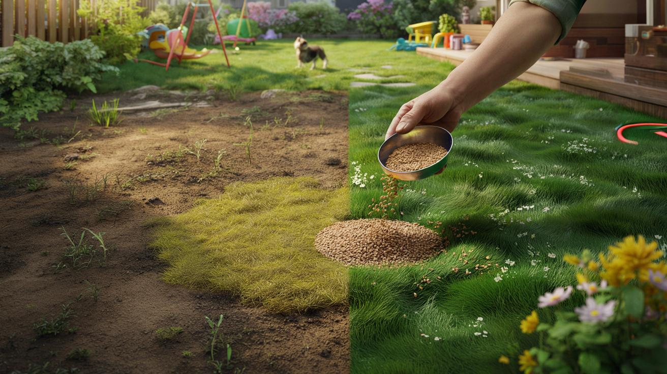 Rozsyp to na trawniku, a łyse placki szybko zarosną