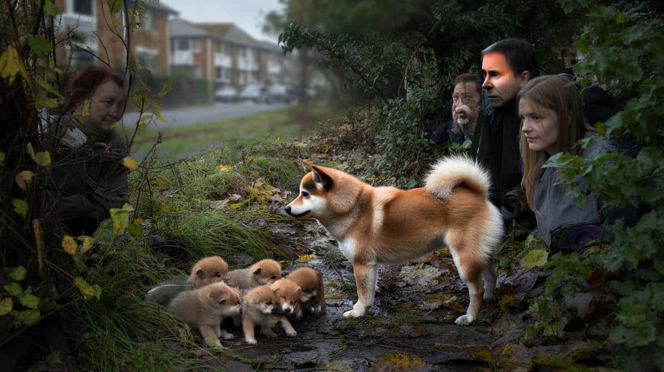 Sąsiedzi śledzą bezpańską suczkę. W krzakach czekała niespodzianka