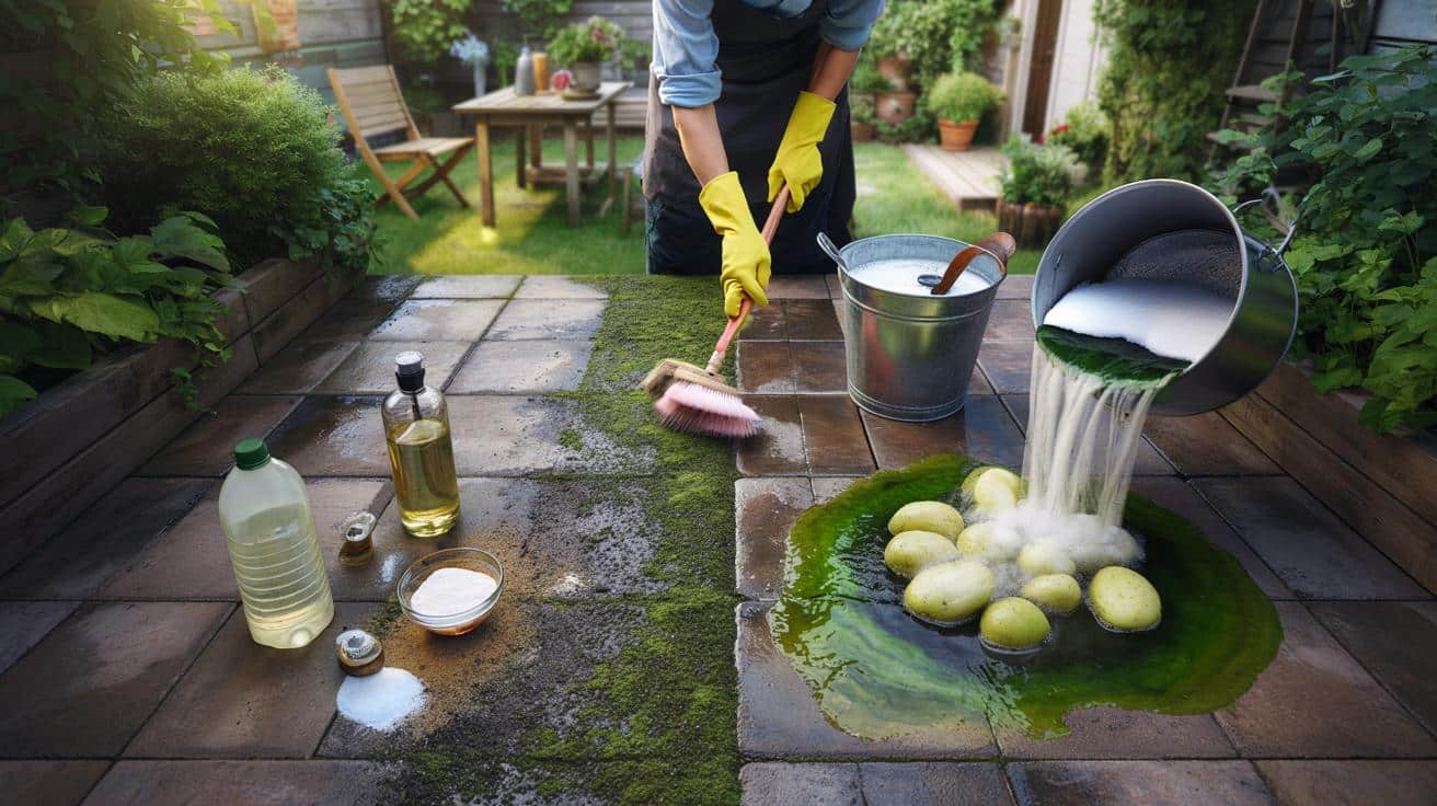 Śliska, zazieleniona kostka na tarasie? 4 kuchenne triki zamiast chemii