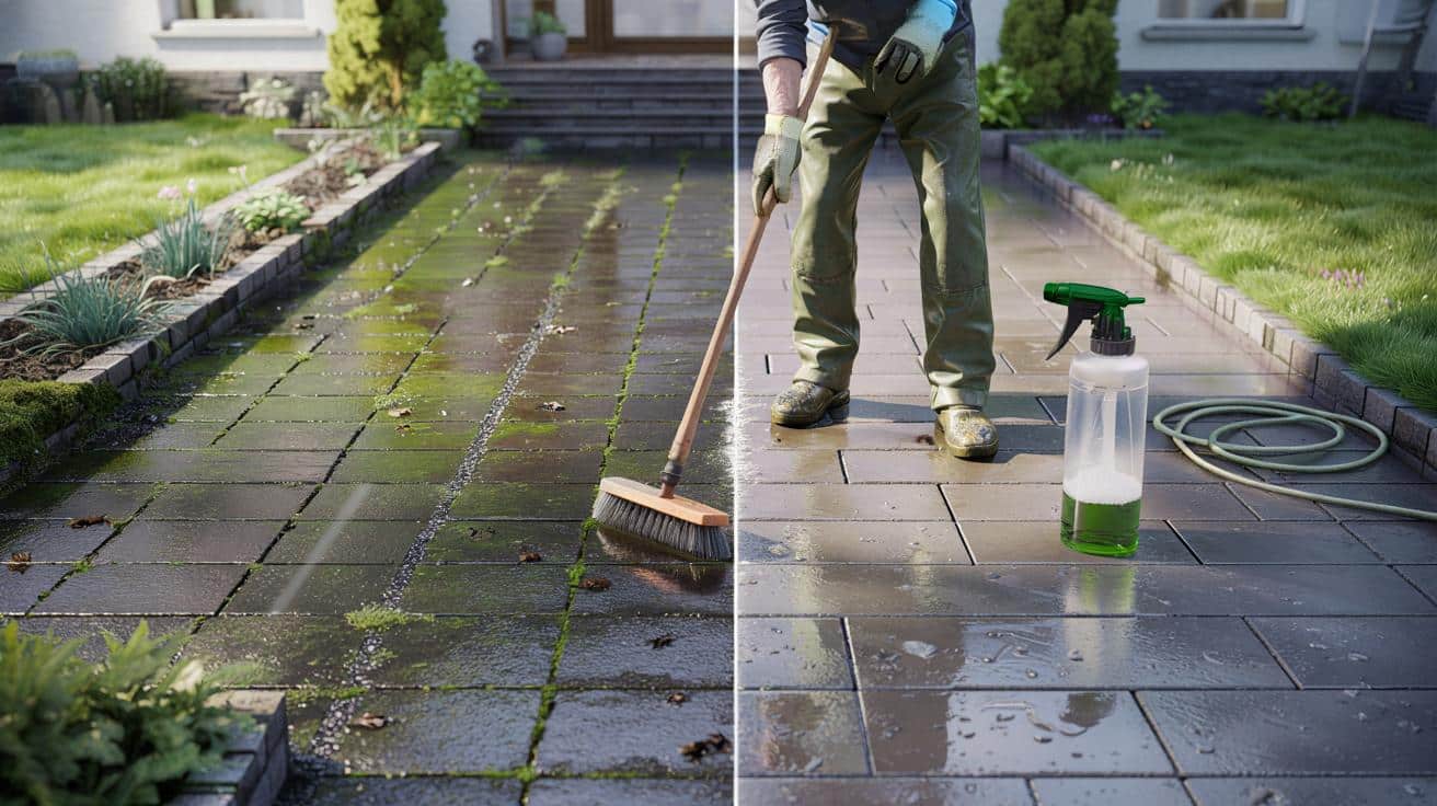 Śliska, zielona kostka? Ten prosty miks czyści taras na długo