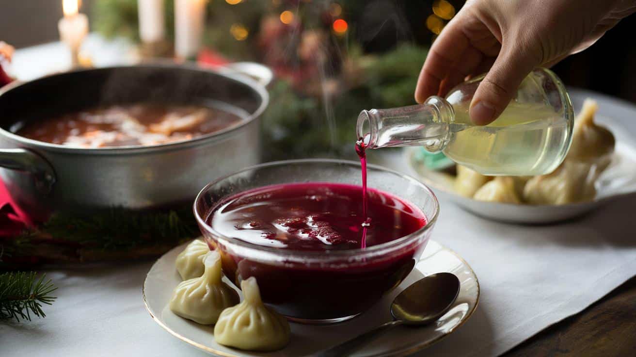 Sposób na to żeby barszcz czerwony był intensywnie rubinowy a nie brunatny który stosują restauracje i który polega na dodaniu jednego składnika kwaśnego w konkretnym momencie a nie na rodzaju buraków