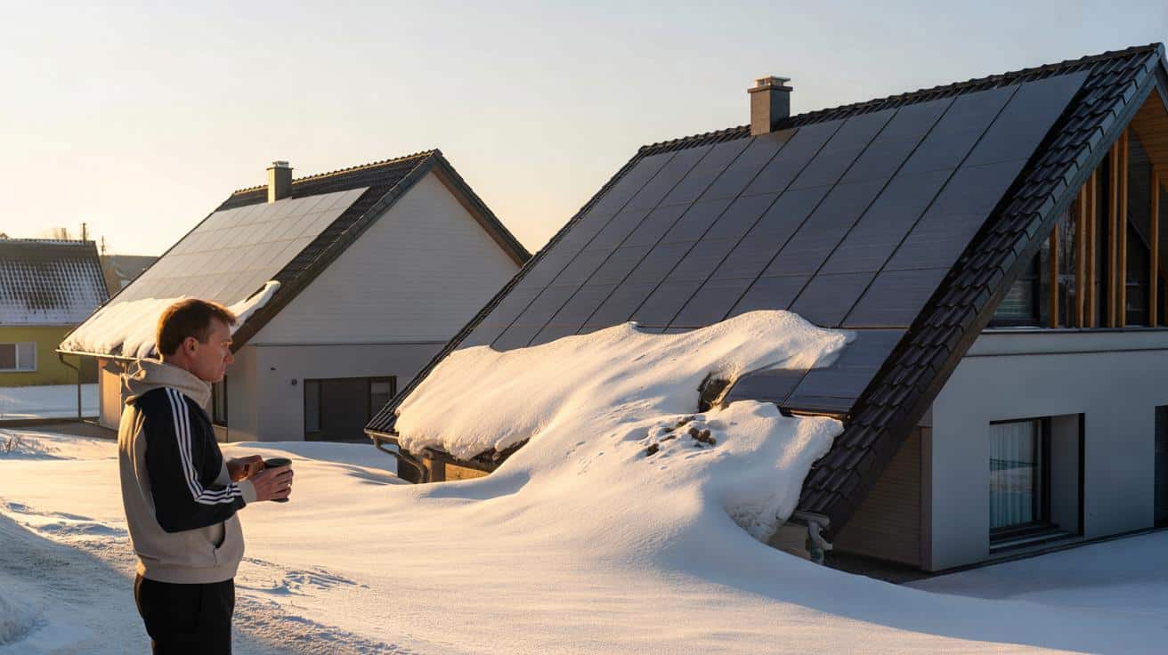 Sposób na to żeby panele fotowoltaiczne pracowały wydajniej zimą bez czyszczenia śniegu który stosują instalatorzy i który polega na kącie montażu zmienionym o 10 stopni względem standardowych zaleceń
