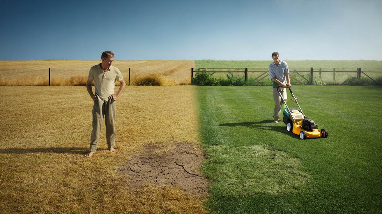 Sposób na to żeby trawnik skoszony na 5 centymetrów przeżył suszę bez podlewania który stosują ogrodnicy i który polega na wysokości koszenia a nie na odmianie trawy czy nawozie stosowanym wiosną
