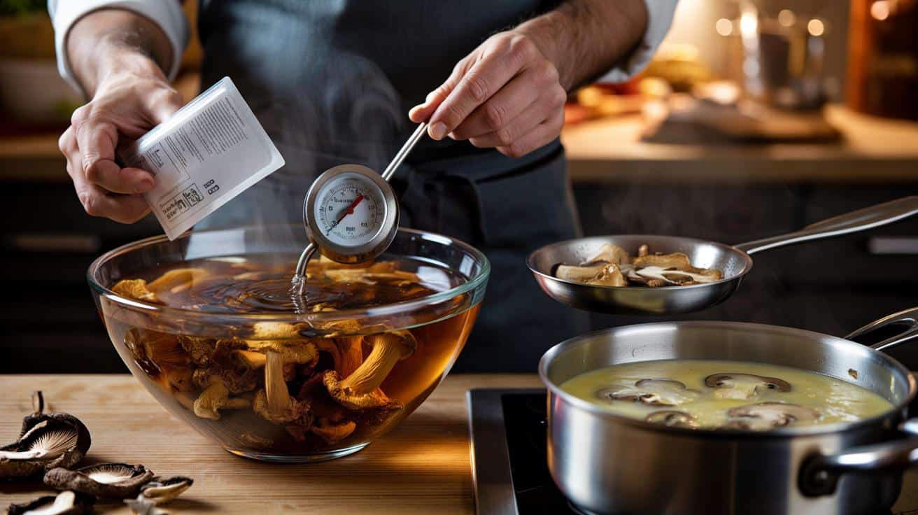 Sposób na to żeby zupa grzybowa miała intensywny smak nawet gdy używasz suszonych grzybów z marketu który stosują szefowie kuchni i który polega na moczeniu w konkretnej temperaturze wody a nie przez całą noc