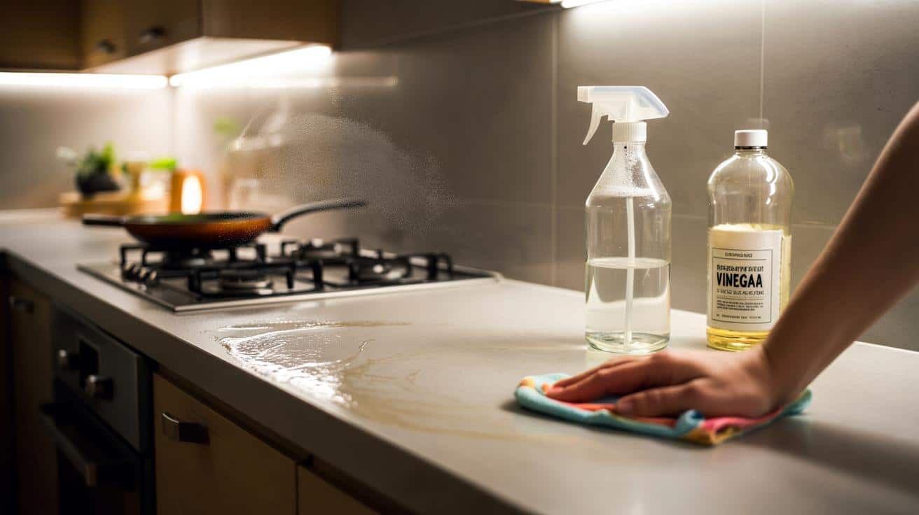 Sposób na usunięcie tłuszczu z blatu kuchennego octem