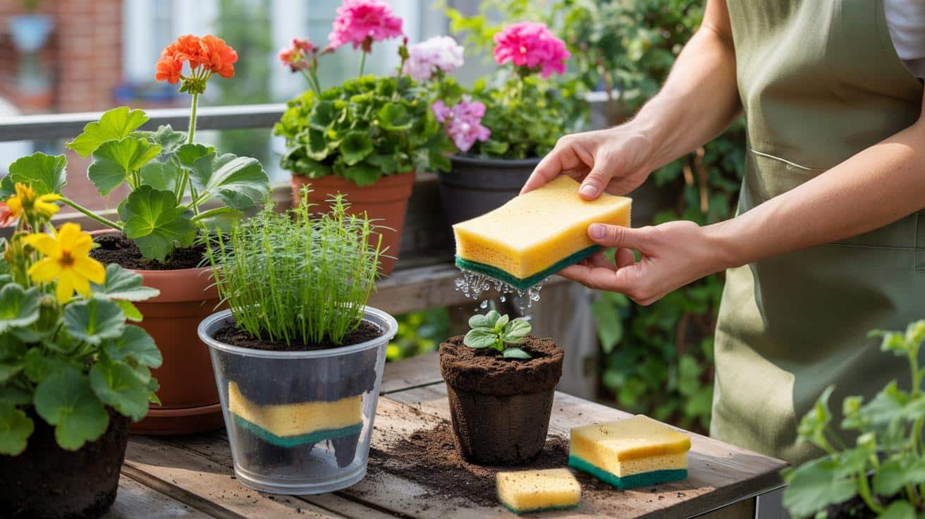 Stara gąbka z kuchni ratuje rośliny w ogrodzie? Genialny trik
