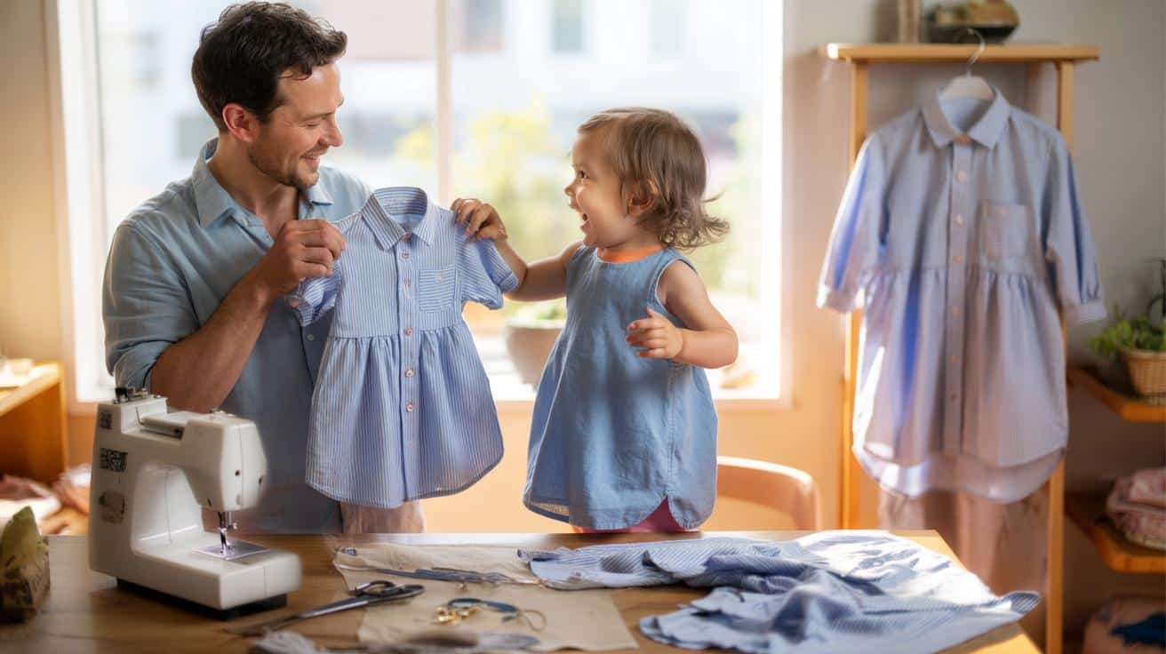 Stara koszula taty zmienia się w uroczą sukienkę dla dziecka