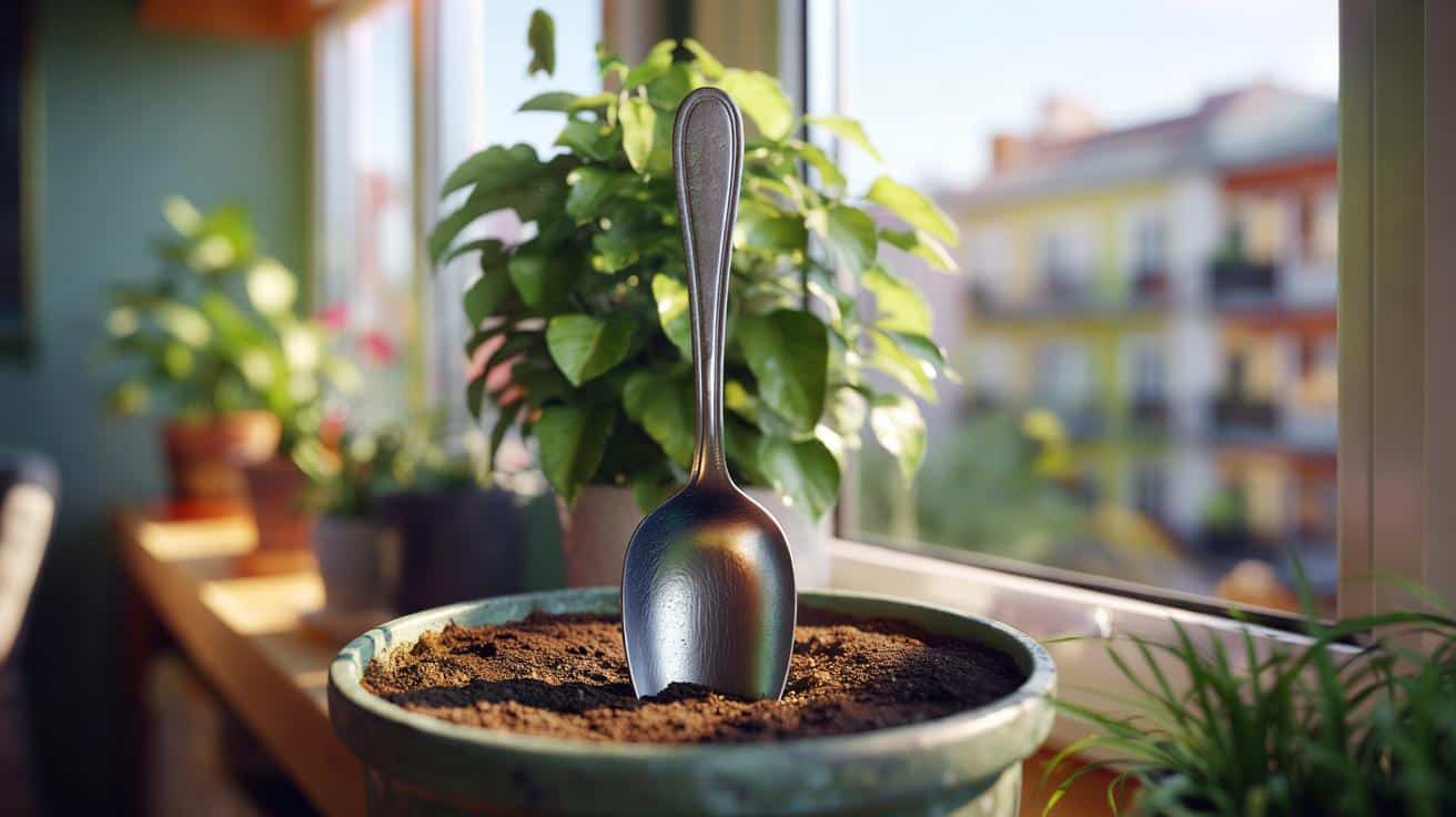 Stara metalowa łyżka w doniczce: ogrodniczy trik, który zaskakuje