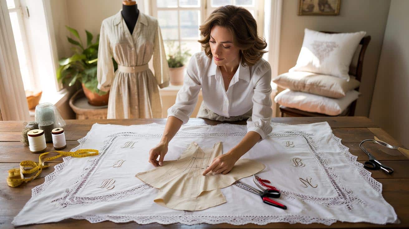 Stare haftowane prześcieradła wracają do łask: genialny trik na drugie życie