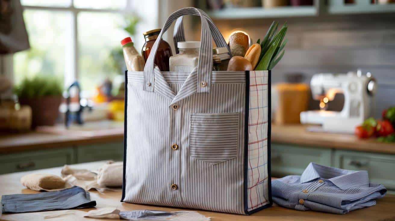 Stare męskie koszule zamiast foliówek: prosty trik na mocny torba na zakupy