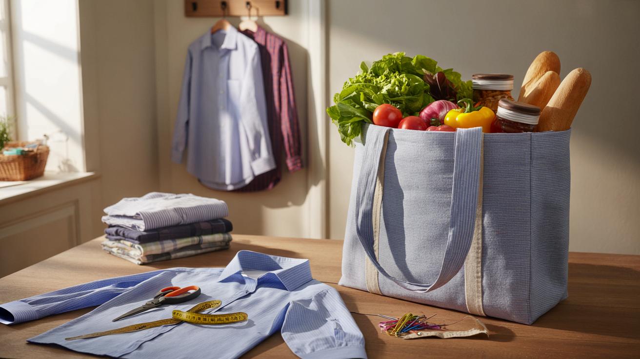 Stare męskie koszule zamienisz w mocny torba na zakupy. Genialnie proste