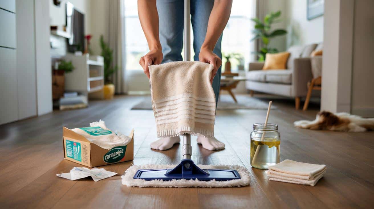 Stare ręczniki kąpielowe zamiast jednorazowych ściereczek: prosty trik na tańsze sprzątanie podłóg