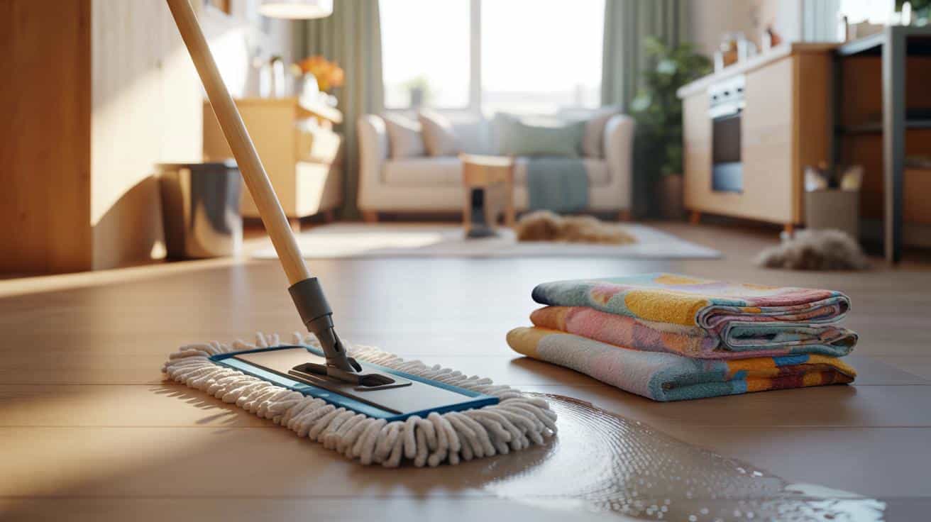 Stare ręczniki kąpielowe zamień w sprytne nakładki do mycia podłogi