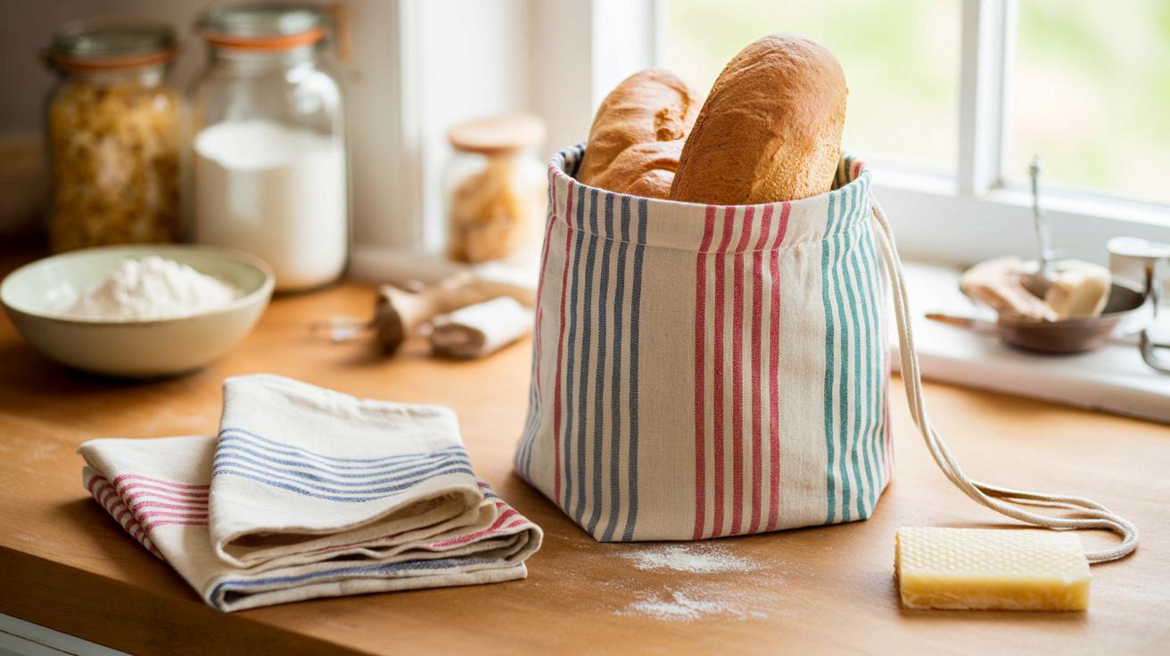 Stare ściereczki w paski zmień w stylowy worek na chleb