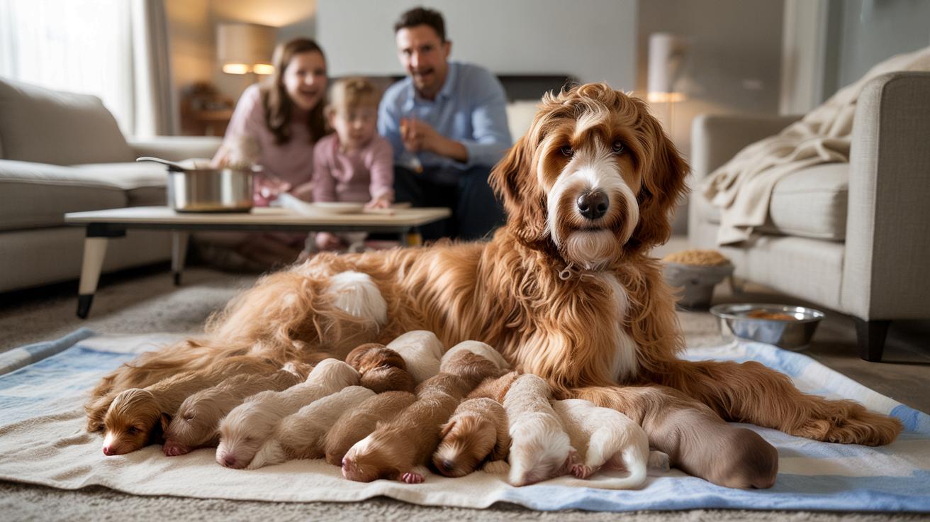 Suka urodziła 17 szczeniaków w 13 godzin. Rodzina była w szoku